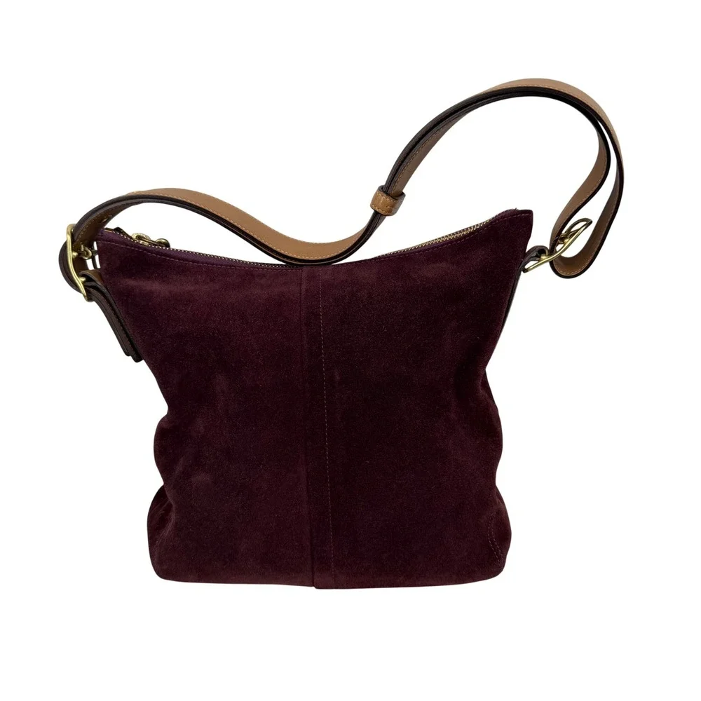 Vtg Coach Legacy Slim Suede Hobo Plum Suede Rare Excellent Leather Trim F3S-9327